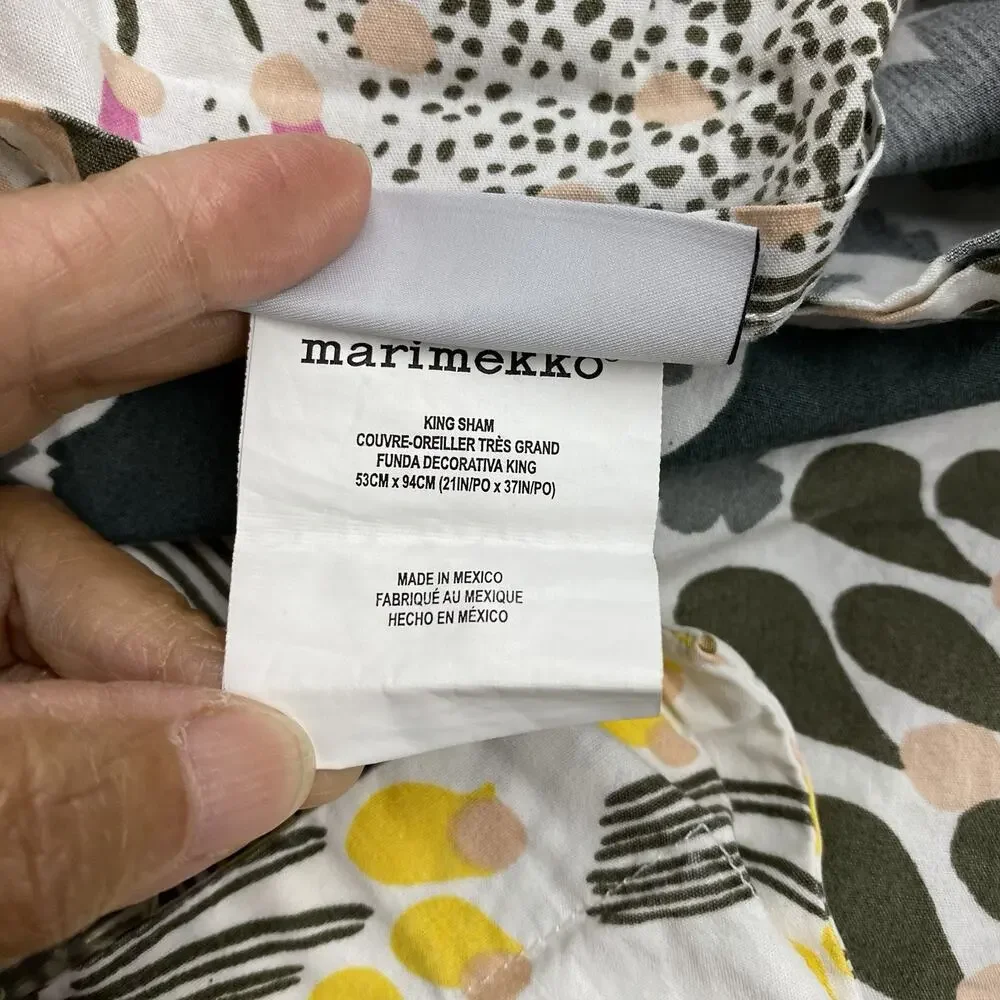 Marimekko Pieni Letto 1 King Pillow Sham Botanical Floral Cotton Earthy Colors